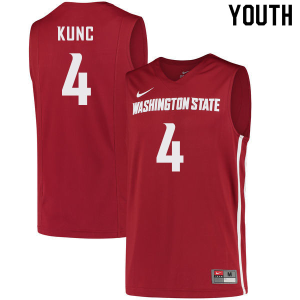 Youth #4 Aljaz Kunc Washington State Cougars College Basketball Jerseys Sale-Crimson